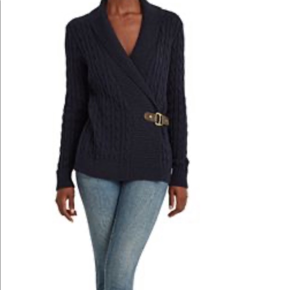 Lauren Ralph Lauren | Sweaters | Ralph Lauren Black Shawl Collar Buckle Cardigan Pm | Poshmark